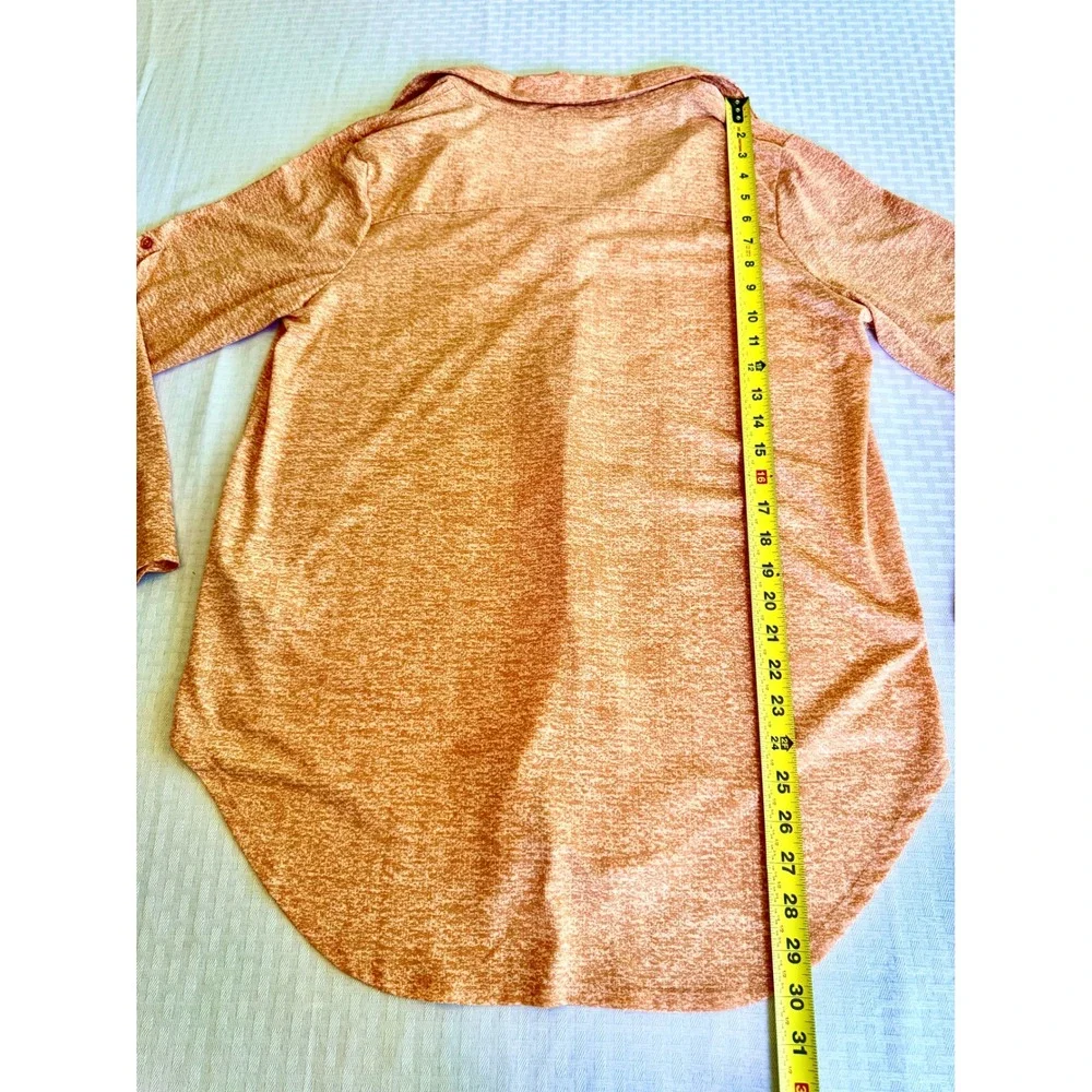 LuLaRoe Valentina Top Orange White Space Dye Button Down Tunic Large NEW